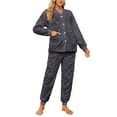 thumbnail image 1 of HEARTNICE Women Fuzzy Pajama Set, Warm Fluffy Sleepwear Plush Loungewear with Pockets,(Dark Grey,L), 1 of 3