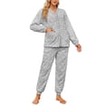 thumbnail image 1 of HEARTNICE Women Fuzzy Pajama Set, Warm Fluffy Sleepwear Plush Loungewear with Pockets,(Light Grey,M), 1 of 5