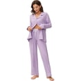 thumbnail image 1 of HEARTNICE Women Pajama Sets, Button Up Long Sleeve knit Sleepwear Soft Lounge Pjs,(Taro Purple,M), 1 of 4