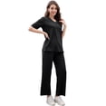 thumbnail image 1 of HEARTNICE Women Pajama Sets, Lightweight Short Sleeve Sleepwear Loungewear Top and Long Pants with Pockets,(Black,L), 1 of 3