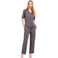 thumbnail image 1 of HEARTNICE Women Pajama Sets, Lightweight Short Sleeve Sleepwear Loungewear Top and Long Pants with Pockets,(Dark Grey,XL), 1 of 5