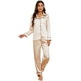 thumbnail image 1 of HEARTNICE Women Silk Pajamas Set, Button Down Satin Sleepwear Lightweight Pjs Set,(Champagne,L), 1 of 5