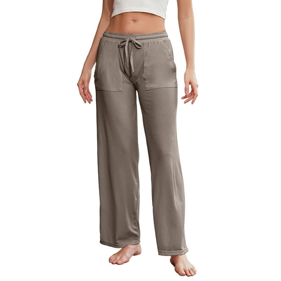 HEARTNICE Women Soft Pajama Pants, Comfy Wide Leg Lounge Yoga Pants Stretch Sleeping knit Pajama Bottoms (Deep Khaki, M)