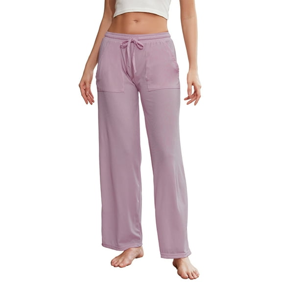 HEARTNICE Women Soft Pajama Pants, Comfy Wide Leg Lounge Yoga Pants Stretch Sleeping knit Pajama Bottoms (Grey Purple, XX-Large)