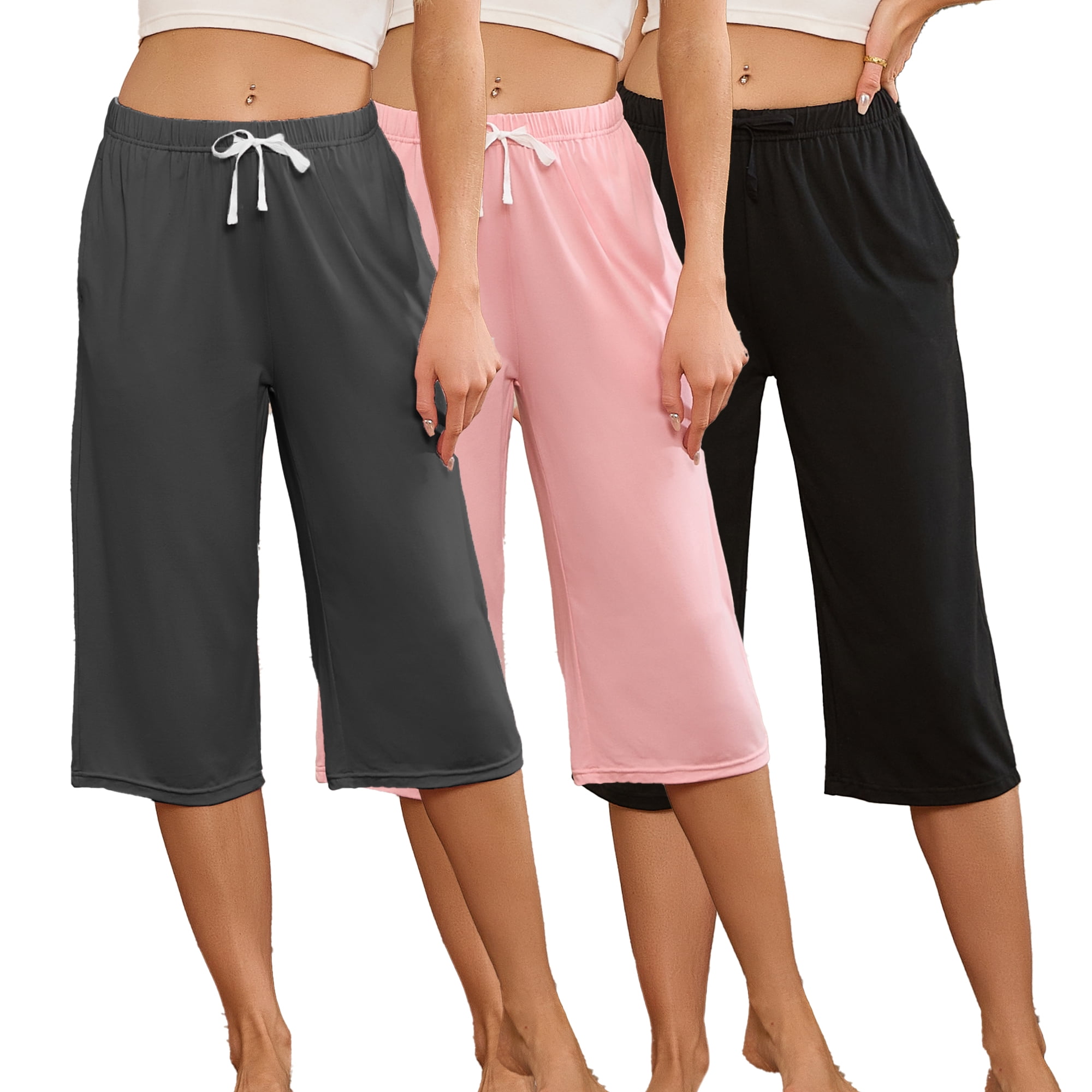 HEARTNICE Women's Capri Pajama Pants 3 Pack, Lounge Sleep Pants with ...