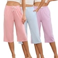 thumbnail image 1 of HEARTNICE Women's Capri Pajama Pants 3 Pack, Lounge Sleep Pants with Pockets Casual Summer Drawstring Pj Bottoms, 1 of 6