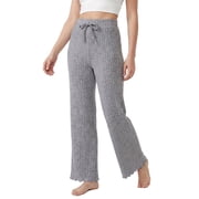 HEARTNICE Women s Pajama Pants Soft Fuzzy Wide Leg Iounge Pants For Women
