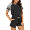 thumbnail image 1 of HEARTNICE Women's Pajama Short Sets, Lounge Short Sleeve Sleepwear Summer Pjs Sets (Black,XL), 1 of 7