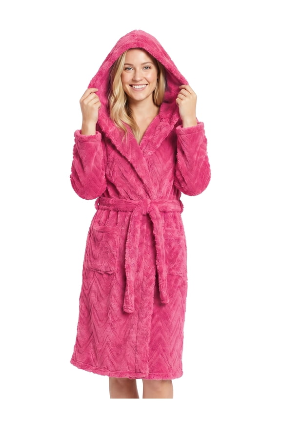 Women’s Robe Plush Soft Robe Fluffy,Warm Hooded Bathrobes for Women