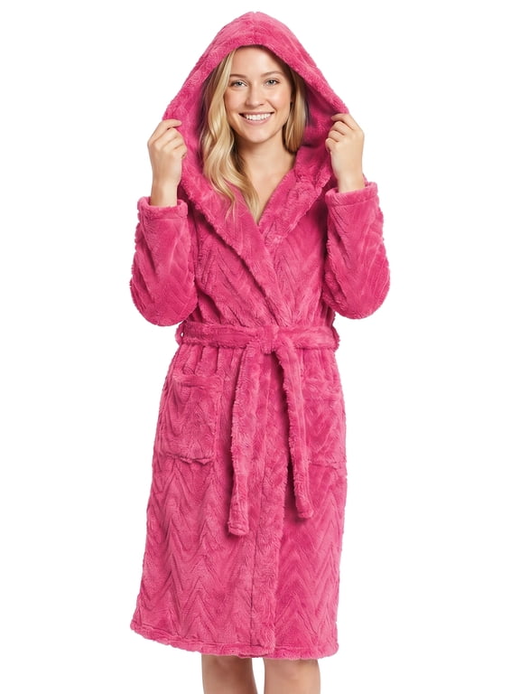 Women’s Robe Plush Soft Robe Fluffy,Warm Hooded Bathrobes for Women