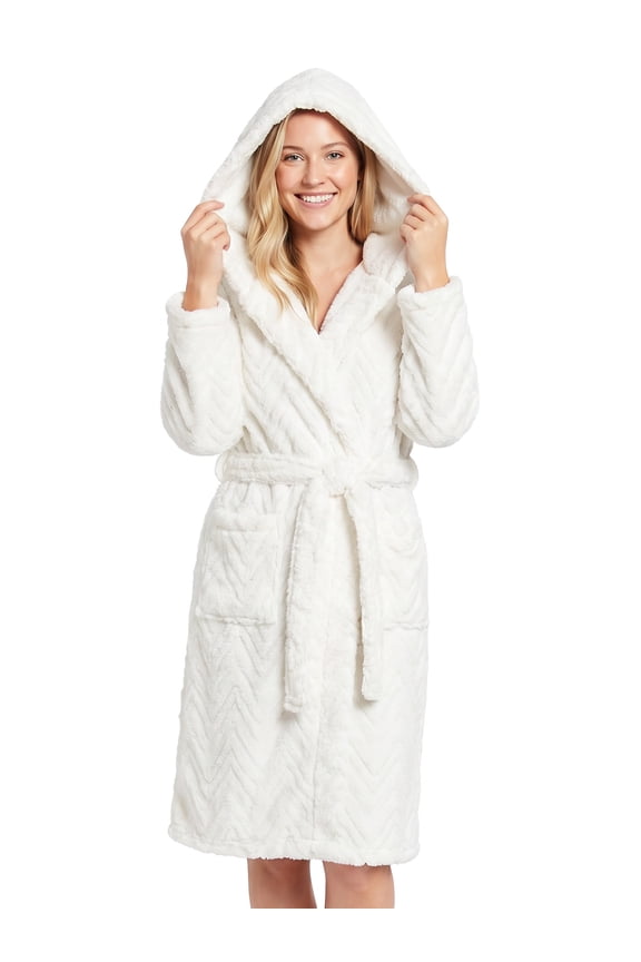 Women’s Robe Plush Soft Robe Fluffy,Warm Hooded Bathrobes for Women