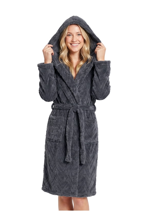 Women’s Robe Plush Soft Robe Fluffy,Warm Hooded Bathrobes for Women