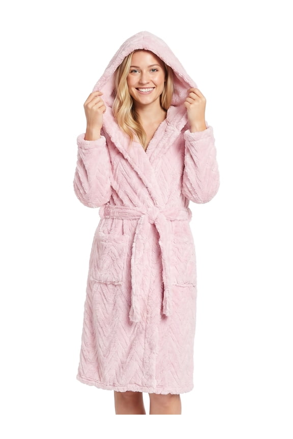 Women’s Robe Plush Soft Robe Fluffy,Warm Hooded Bathrobes for Women