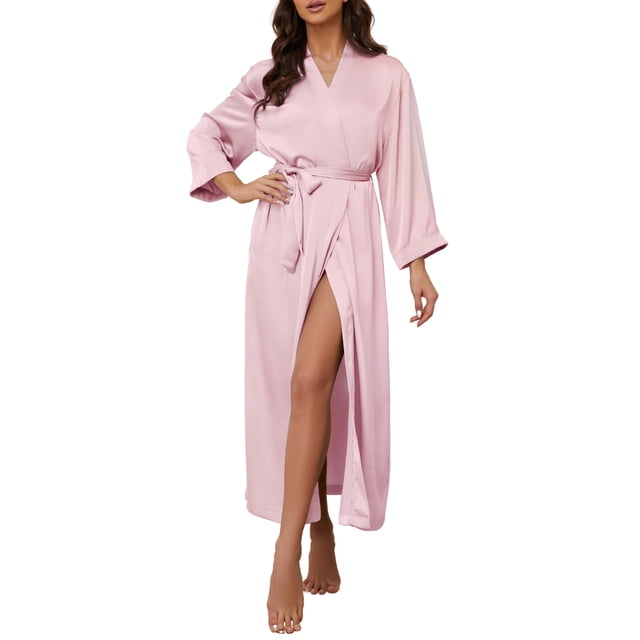 HEARTNICE Women's Silk Full-length Robe, Soft Satin Lightweight ...