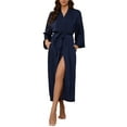 thumbnail image 1 of HEARTNICE Women's Silk Full-length Robe, Soft Satin Lightweight Bathrobe,(Navy,S), 1 of 6