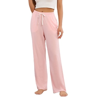 HEARTNICE Womens Cotton Pajama Pants, Buttery Soft Lounge PJ Bottoms with Pockets Sleepwear,(Pink,M)