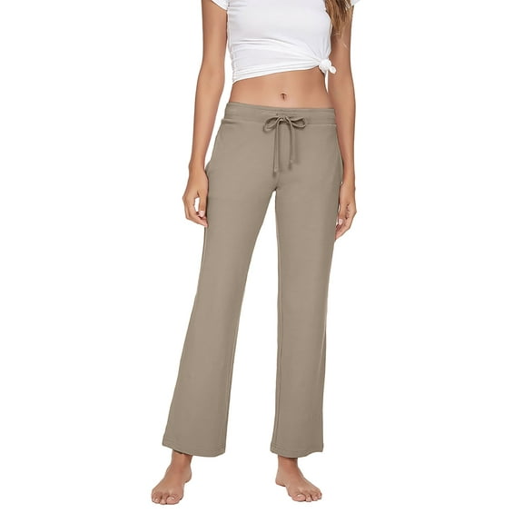 HEARTNICE Womens Cotton Pajama Pants, Soft Lounge Lightweight Sleep Pj Bottoms,(Khaki,L)