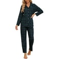 thumbnail image 1 of HEARTNICE Womens Flannel Pajama Set, Long Warm Pajamas Lightweight Pjs Set with Pockets,(Navy-Green Plaid,M), 1 of 6