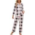 thumbnail image 1 of HEARTNICE Womens Flannel Pajama Set, Long Warm Pajamas Lightweight Pjs Set with Pockets,(Pink-Black Plaid,XL), 1 of 6