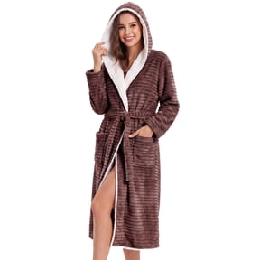 Fuzzy Red Robe iniber, Plush Robe for Women, Hooded Fleece Long Bathrobe - Walmart.com