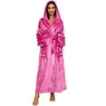 thumbnail image 1 of HEARTNICE Womens Fleece Hooded Robe, Soft Full Length Thick Plush Bathrobe House Coat,(Rose,L-XL), 1 of 5