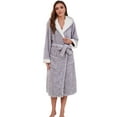 thumbnail image 1 of HEARTNICE Womens Fleece Robes, Hooded Warm Long Bathrobe Fluffy Loungewear,(Light Grey Mel.2XL-3XL), 1 of 2