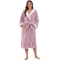 HEARTNICE Womens Fleece Robes, Hooded Warm Long Bathrobe Fluffy ...