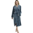thumbnail image 1 of HEARTNICE Womens Fleece Robes, Plush Long Bathrobe Soft Warm Robes,(Dark Gray,L-XL), 1 of 6