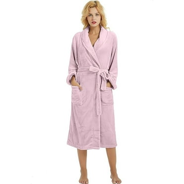 HEARTNICE Womens Fleece Robes, Plush Long Bathrobe Soft Warm Robes,(Dusty Pink,L-XL)