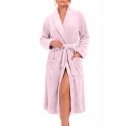 HEARTNICE Womens Fleece Robes, Plush Long Bathrobe Soft Warm Robes,Dusty Pink,L-XL