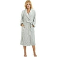 HEARTNICE Womens Fleece Robes, Plush Long Bathrobe Soft Warm Robes,(Light Grey,LXL)