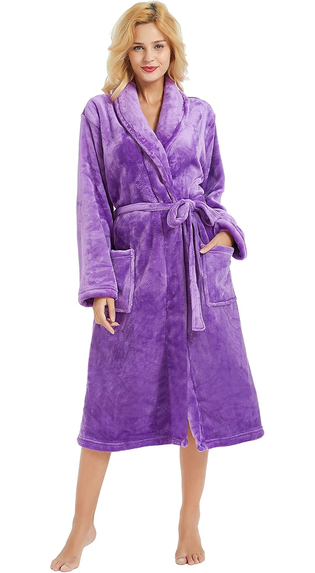 HEARTNICE Full Length Women's Fleece Robes, Plush Warm Bathrobe with ...