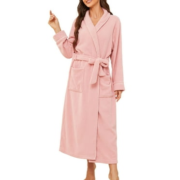 HEARTNICE Womens Fleece Robes, Soft Long Sleepwear Cozy Warm Bathrobes,(Pink,S-M)