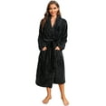 thumbnail image 1 of HEARTNICE Womens Fleece Robes, Soft Warm Pineapple Fleece Plush Long Bathrobe,(Black,L-XL), 1 of 5