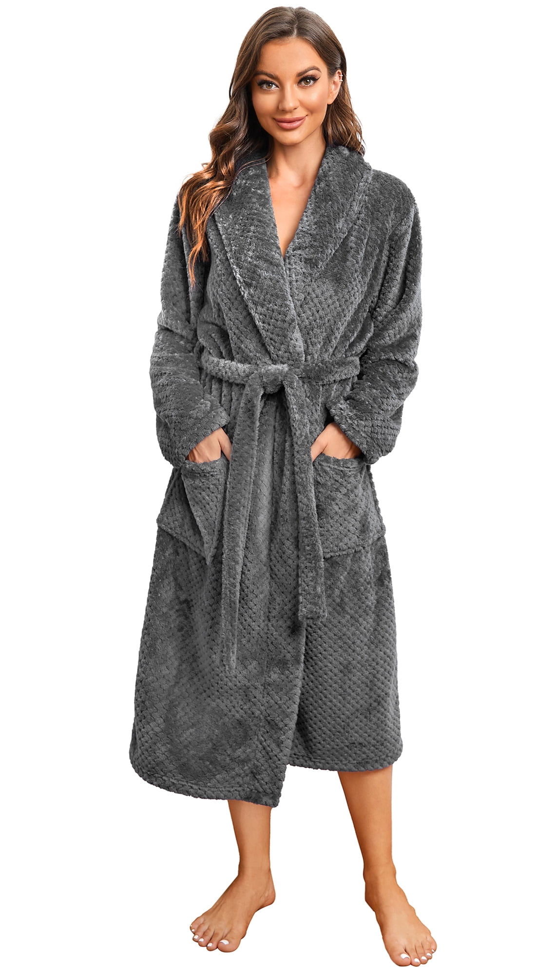 HEARTNICE Womens Fleece Robes, Soft Warm Pineapple Fleece Plush Long