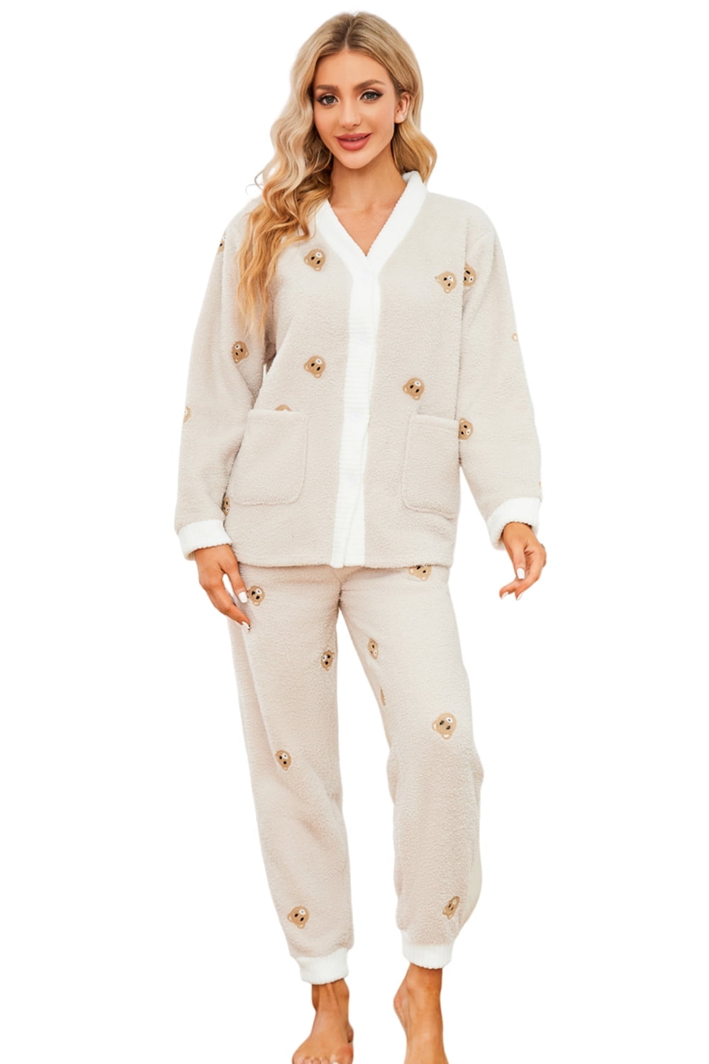 Cozy Chic Plush Pajama Set – 2-Piece Loungewear for Ultimate Comfort