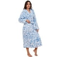 thumbnail image 1 of HEARTNICE Womens Hooded Fleece Robe, Fluffy Warm Plush Bathrobe Soft Spa House Coat,(Blue White Print,L-XL), 1 of 5