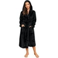 thumbnail image 1 of HEARTNICE Womens Hooded Fleece Robe, Long Fluffy Thick Warm Plush Bathrobe,(Black,L-XL), 1 of 5