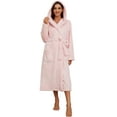 thumbnail image 1 of HEARTNICE Womens Hooded Fleece Robe, Long Fluffy Thick Warm Plush Bathrobe,(Light Pink,S-M), 1 of 5