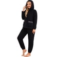 thumbnail image 1 of HEARTNICE Womens Hooded Pajama Set, Soft Plush Sleepwear with Pockets Fluffy Fuzzy Pjs Sets,(Black+Dark Grey,L), 1 of 5