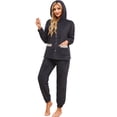 thumbnail image 1 of HEARTNICE Womens Hooded Pajama Set, Soft Plush Sleepwear with Pockets Fluffy Fuzzy Pjs Sets,(Dark Grey+Light Grey,S), 1 of 5