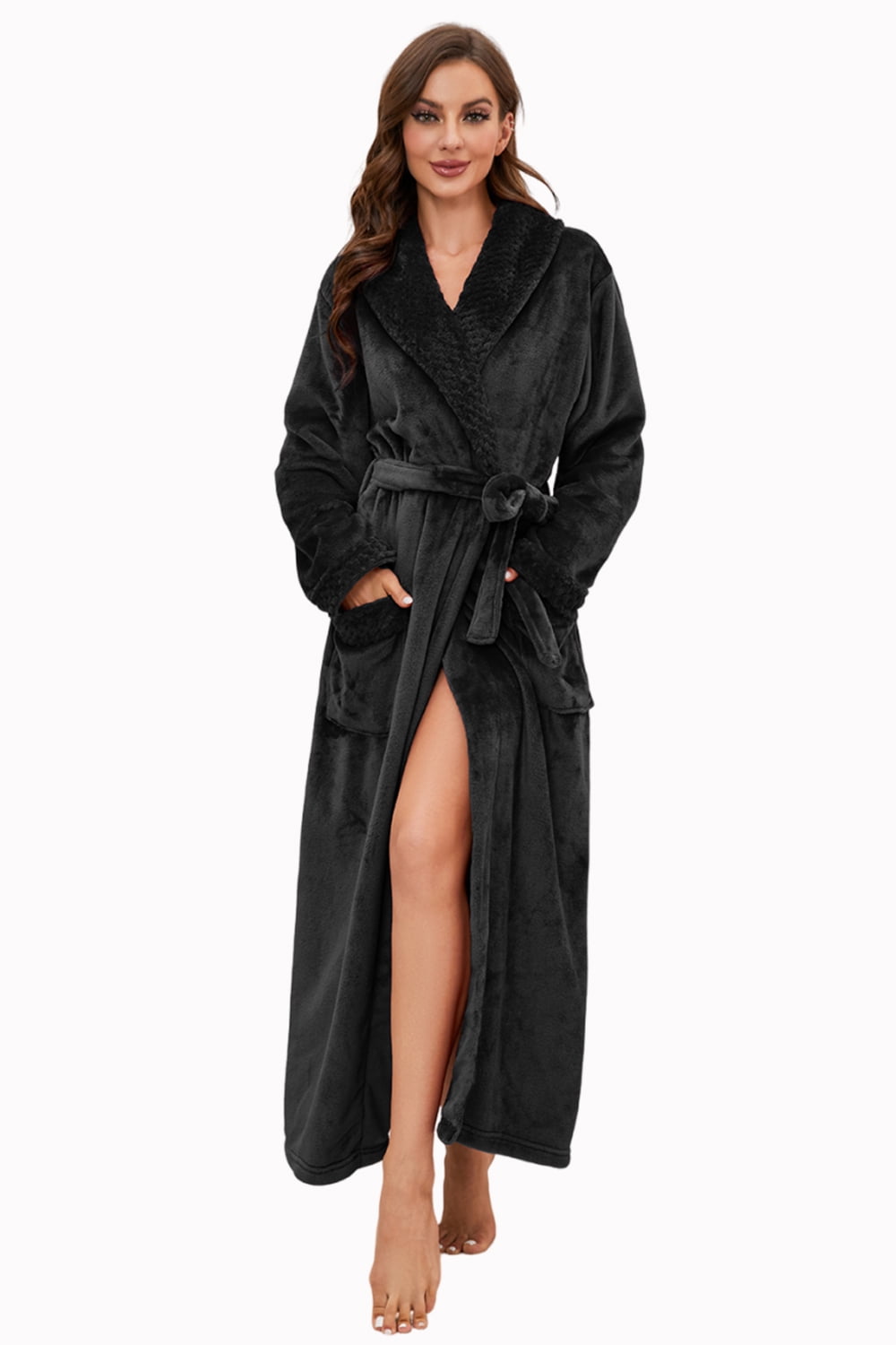 HEARTNICE Womens Long Fleece Robe Soft Plush Robes for Women Warm ...