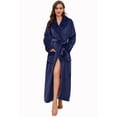 thumbnail image 1 of HEARTNICE Womens Long Fleece Robe Soft Plush Robes for Women Warm Bathrobes Comfy House Coat Full-length（Navy, Large-X-Large）, 1 of 6