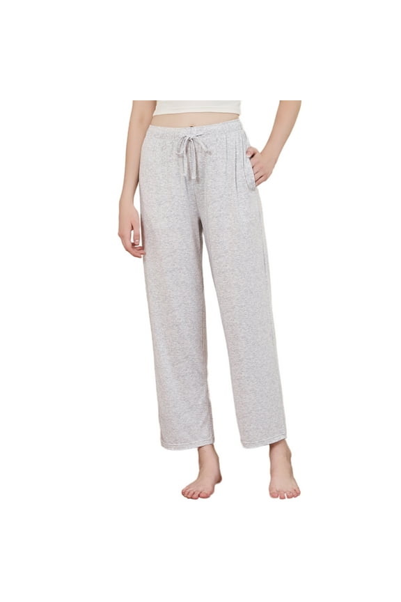Womens Pajama Pants, Comfy Lightweight PJ Bottoms with Pockets,(Light Grey Mel.M)