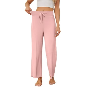 HEARTNICE Womens Pajama Pants, Soft Lounge Pants Lightweight High Waisted Drawstring Sleepwear,(Light Pink,M)