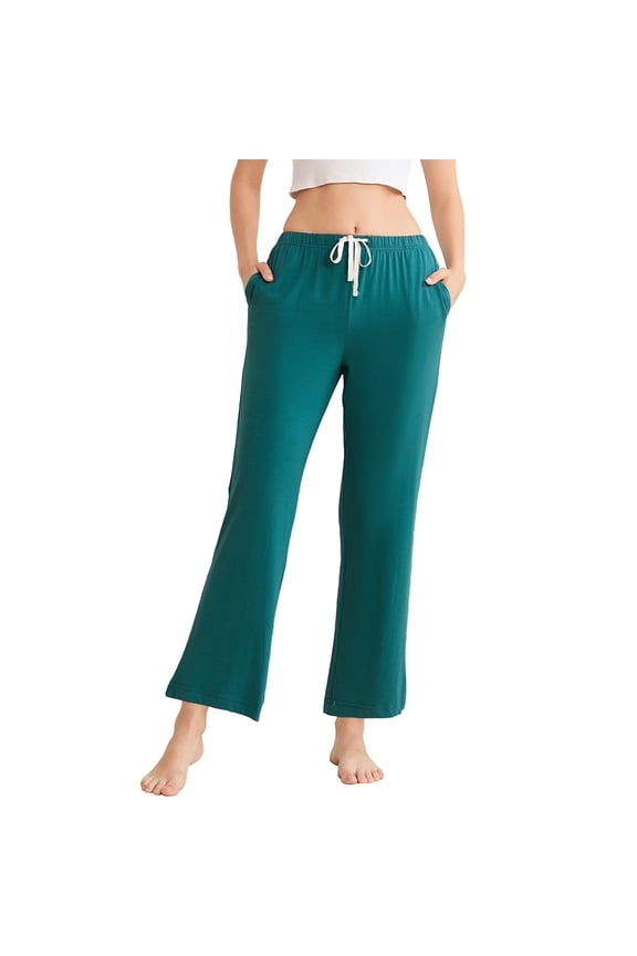 Womens Pajama Pants, Soft Lounge Sleep Pants with Pockets Long Modal Pj Bottoms (BLUE GREEN, L)
