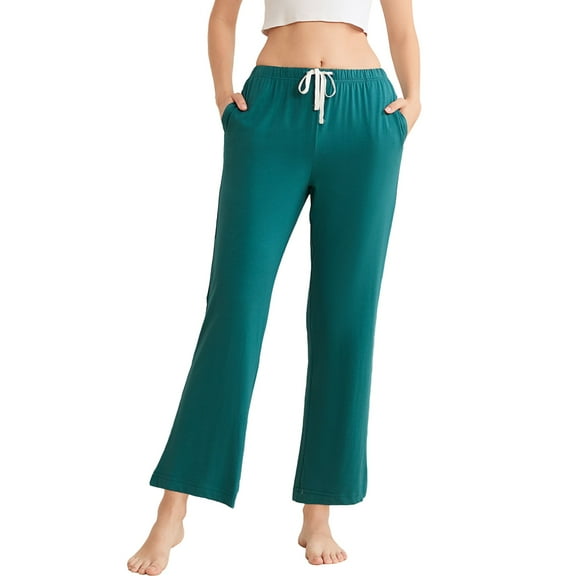 HEARTNICE Womens Pajama Pants, Soft Lounge Sleep Pants with Pockets Long Modal Pj Bottoms (BLUE GREEN, M)