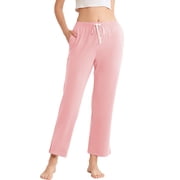 HEARTNICE Womens Pajama Pants, Soft Lounge Sleep Pants with Pockets Long Modal Pj Bottoms PINK, L