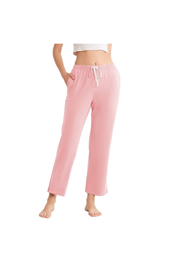 Womens Pajama Pants, Soft Lounge Sleep Pants with Pockets Long Modal Pj Bottoms (PINK, M)