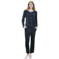 thumbnail image 1 of HEARTNICE Womens Pajama Set, Soft Long Sleeve Button-up Sleepwear Lounge Pjs with Pockets,(Black,L), 1 of 5